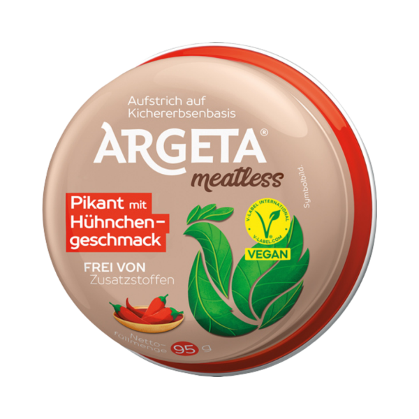 475120 Argeta meatless Pikant mit Huehnchengeschmack, Aufstrich auf Kichererbsenbasis, vegan, 95g